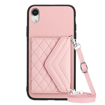Phone Case With Lanyard For Everyday Carry - pink quilted wallet phone case with adjustable strap and RFID shielding