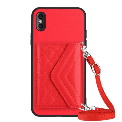 Phone Case With Lanyard For Everyday Carry - red quilted card wallet, RFID shielding, detachable lanyard for hands-free daily use