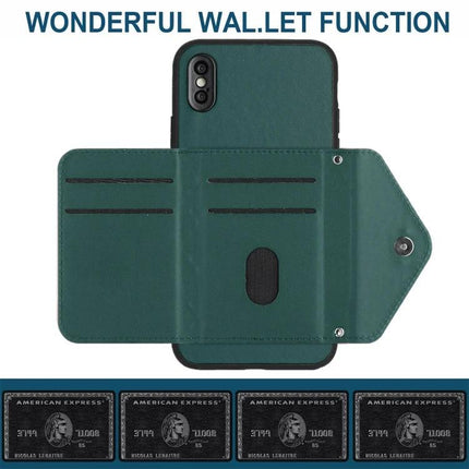 Phone Case With Lanyard For Everyday Carry green folio wallet case with built-in card slots, RFID shielding and lanyard hole