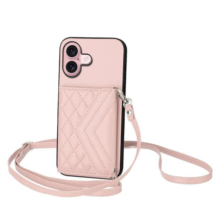 Phone Case With Card Holder For Daily Carry in pink with quilted card slot, lanyard and RFID protection