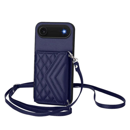 Phone Case With Lanyard For Everyday Carry And Hands Free Convenience Anywhere You Go - navy quilted card wallet crossbody case