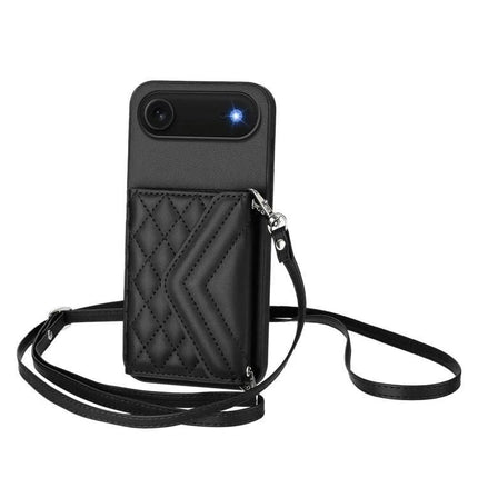 Phone Case With Lanyard For Everyday Carry And Hands Free Convenience Anywhere You Go - black quilted card wallet crossbody case