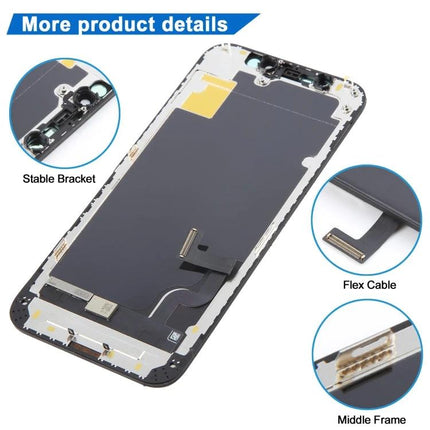 iPhone Screen Replacement for Daily Communication Essentials - replacement screen kit with flex cable, stable bracket and middle frame for DIY repairs