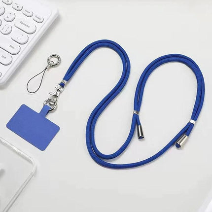 Adjustable Crossbody Phone Lanyard for Hands-Free Daily Use - blue adjustable cord lanyard with hardware and detachable phone loop