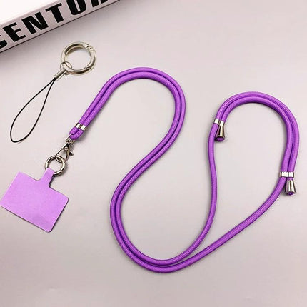 Adjustable Crossbody Phone Lanyard for Hands-Free Daily Use — purple adjustable crossbody phone lanyard with keyring and phone strap