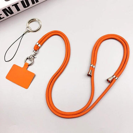 Adjustable Crossbody Phone Lanyard for Hands-Free Daily Use — orange adjustable cord with keyring and phone case connector