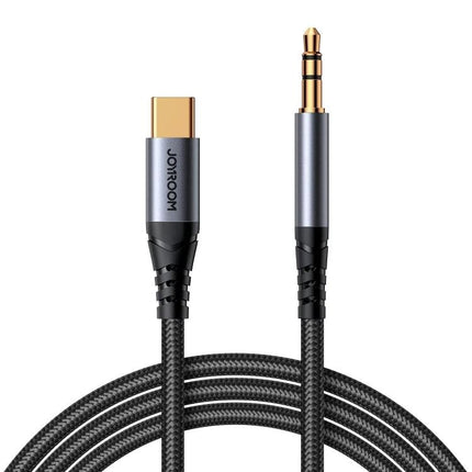 Joyroom USB-C to 3.5mm Adapter Cable for Daily Audio Connections braided nylon cable with gold-plated USB-C and 3.5mm plugs