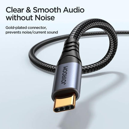 Joyroom USB-C to 3.5mm Adapter Cable for Daily Audio Connections braided nylon USB-C connector with gold-plated tip for clear, noise-free audio