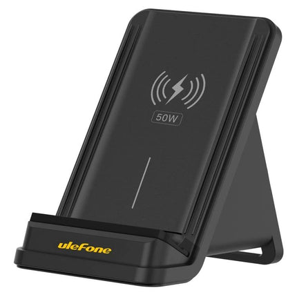 Ulefone Wireless Charger Stand for Everyday Desk Charging - black 50W angled stand for hands-free desk charging