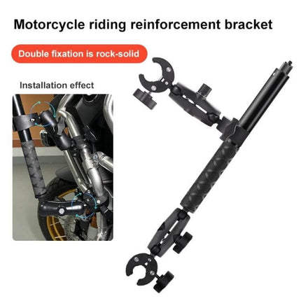 Motorcycle Handlebar Clamp Selfie Stick, 3-Stage Telescopic mounted on motorcycle handlebar with crab clamp and adjustable ball head for rider POV shots