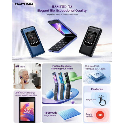 HAMTOD Flip Phone for Daily Communication and Travel Essentials