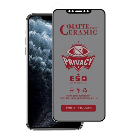 iPhone Frosted Screen Protector For Privacy In Daily Use On Trains And In Shared Spaces front view showing matte privacy film and ultra-thin profile