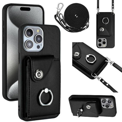Daily Slim Carry Phone Case With Card Holder For Essential Everyday Use On The Go - slim black crossbody phone case with 6-slot card holder and lanyard