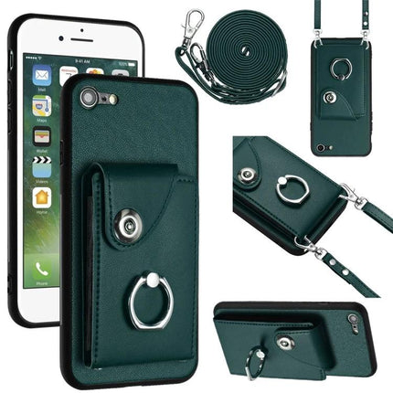 Essential Phone Case With Card Slots For Daily Carry in teal with six-card pocket, ring holder and crossbody strap for commutes and travel