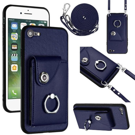 Essential Phone Case With Card Slots For Daily Carry in navy with six-card pocket, ring holder and detachable strap for commutes and travel