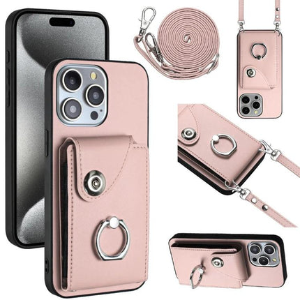 Essential Phone Case With Card Slots For Daily Carry pink wallet case with six-card slot, ring grip and crossbody strap