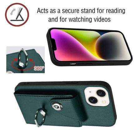 Phone Case With Card Holder For Daily Essentials Perfect For Quick Errands And Commutes - green leather case with 6 slots, 360° ring stand for hands-free use