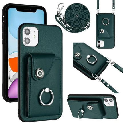 Phone Case With Card Holder For Daily Essentials Perfect For Quick Errands And Commutes - green leather wallet case with ring and strap