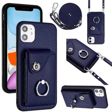 Phone Case With Card Holder For Daily Essentials Perfect For Quick Errands And Commutes navy blue crossbody wallet phone case with ring and six card slots