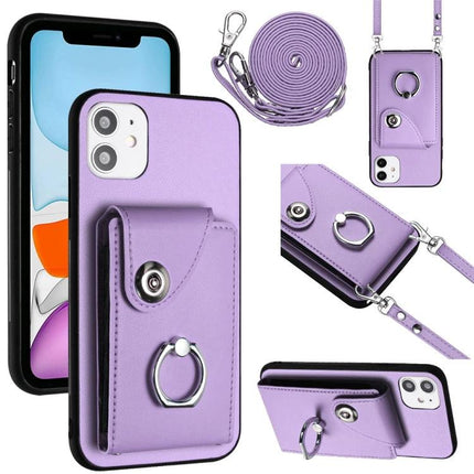 Phone Case With Card Holder For Daily Essentials Perfect For Quick Errands And Commutes purple leather crossbody wallet case with ring and strap