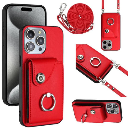 Phone Case With Card Holder For Daily Essentials Perfect For Quick Errands And Commutes red leather crossbody wallet case with ring and six card slots