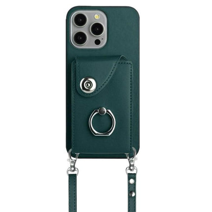 iPhone Case With Card Holder For Daily Essentials Carry Phone And Cards On The Go - green leather wallet case with ring and strap, six card slots