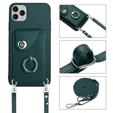 Phone Case With Card Storage For Everyday Errands And Daily Walks Slim Carrying ID And Cards slim green PU case with six-card slots removable crossbody strap