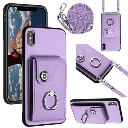 Phone Case With Card Storage For Everyday Errands And Daily Walks Slim Carrying ID And Cards slim lavender PU case with six card slots, cash slot and removable crossbody strap