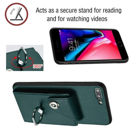 Phone Case With Card Slots For Everyday Outings showing 6-slot PU wallet, ring stand and kickstand for hands-free video and secure card storage