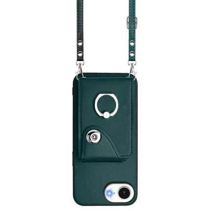 Phone Case With Card Holder For Everyday Use And Travel Holds Up To Six Cards And Cash - green crossbody PU wallet case for quick access