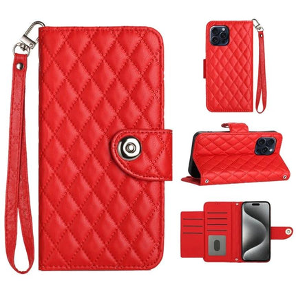 Leather Phone Case With Lanyard For Daily On The Go Use Keeps Phone Handy And Protected - red quilted wallet phone case with wrist strap