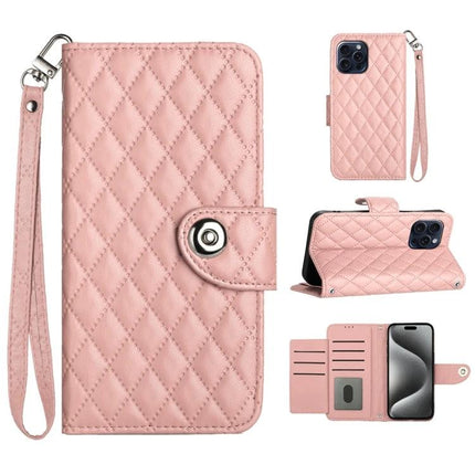 Leather Phone Case With Lanyard For Daily On The Go Use Keeps Phone Handy And Protected - pink quilted wallet phone case with wrist strap
