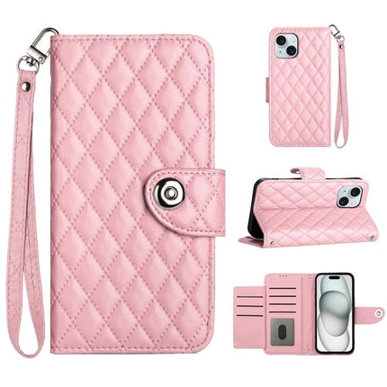 Leather Phone Case With Lanyard For Daily On The Go Use Keeps Phone Handy And Protected - pink quilted wallet phone case with strap