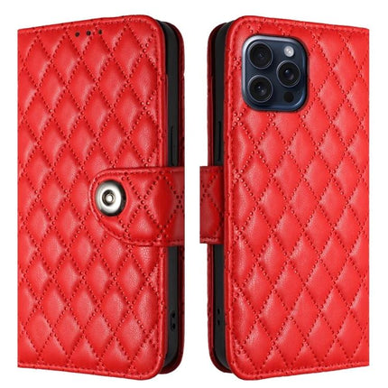 Flip Leather Phone Case With Lanyard For Daily Carry And Card Slots, Secure Access During Commutes And Errands - red quilted PU wallet case with card slots and magnetic closure