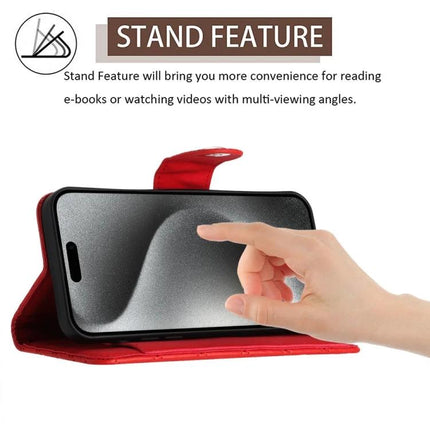 Flip Leather Phone Case With Lanyard For Daily Carry And Card Slots, Secure Access During Commutes And Errands - red PU flip case with stand, card slots and lanyard
