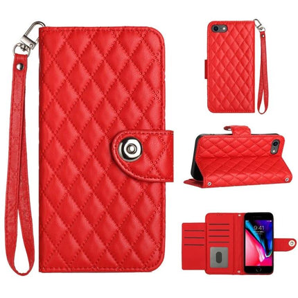 Flip Leather Phone Case With Lanyard For Daily Carry And Card Slots, Secure Access During Commutes And Errands - red quilted PU wallet with wrist lanyard
