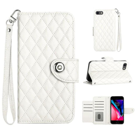 Flip Leather Phone Case With Lanyard For Daily Carry And Card Slots, Secure Access During Commutes And Errands - white quilted PU wallet case with lanyard