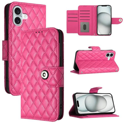 Leather Flip Phone Case With Lanyard For Daily Errands - pink quilted PU leather wallet case with card slots and lanyard