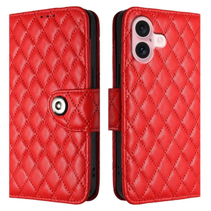 Leather Phone Case With Lanyard For Daily On The Go Use Keeps Phone Handy And Protected - red quilted PU leather wallet case with lanyard
