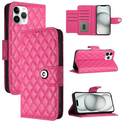 Leather Flip Phone Case With Lanyard For Daily Protection - pink quilted PU leather wallet case with stand and card slots