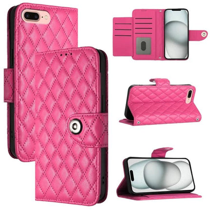 Leather Phone Case With Lanyard For Daily Protection And Hands Free Viewing On The Go - pink quilted PU wallet case with stand and card slots