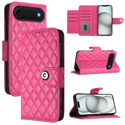 Leather Flip Case With Lanyard For Everyday Phone Use On The Go While You Commute And Run Errands - pink quilted PU wallet with stand and card slots