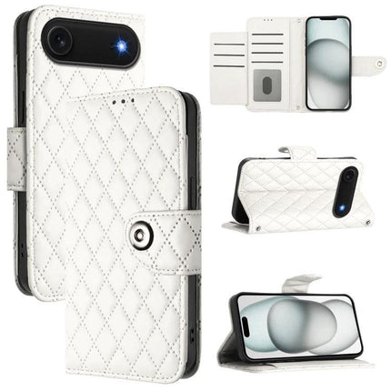 Leather Flip Case With Lanyard For Everyday Phone Use On The Go While You Commute And Run Errands white quilted wallet case with stand and card slots