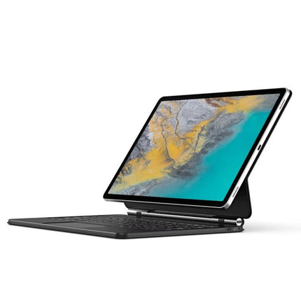 DUX DUCIS MK Series Keyboard Case for Samsung Galaxy Tab S9+ shown attached with slim keyboard and adjustable stand for typing and hands-free viewing