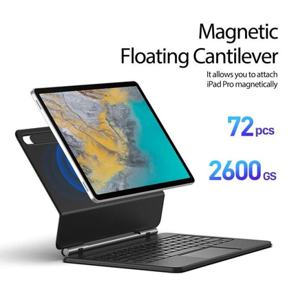 DUX DUCIS MK Series Keyboard Case for Samsung Galaxy Tab S9+ showing magnetic floating cantilever stand with detachable keyboard and slim protective case