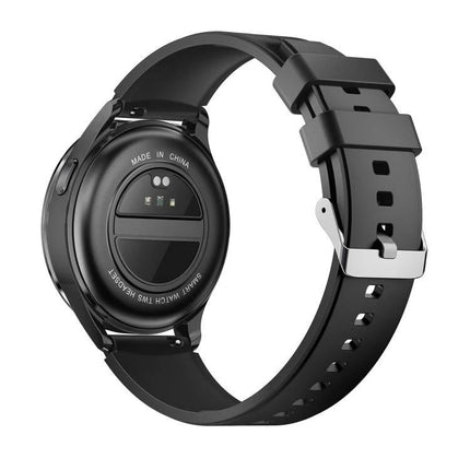 X10 Smart Bracelet for Everyday Connectivity and Wear - rear view showing heart-rate sensor and black silicone band