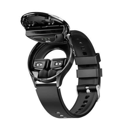 X10 Smart Bracelet for Everyday Connectivity and Wear showing open charging case and heart-rate sensors on black fitness band