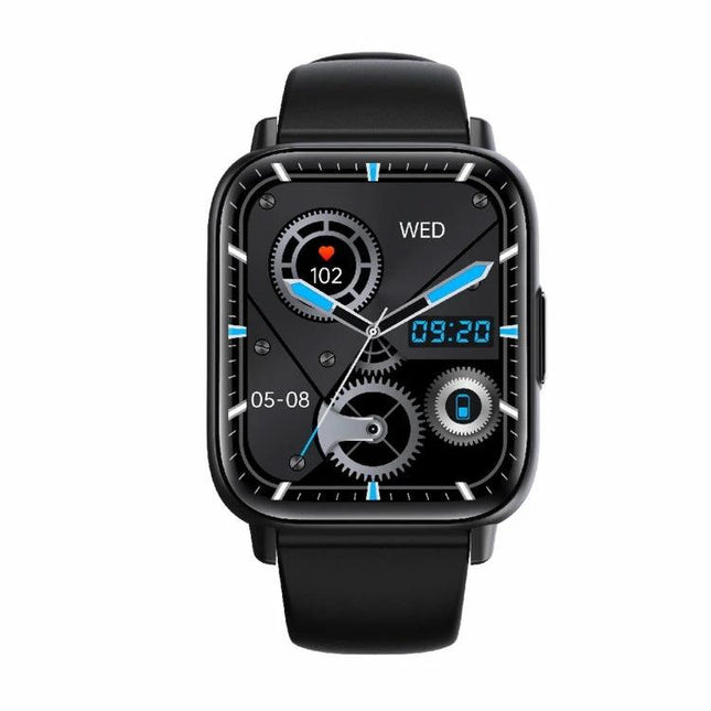 A Practical Smart Watch for Daily Health Monitoring and Fitness - black smartwatch showing heart rate, steps, sleep and notification controls