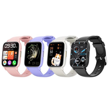 A Practical Smart Watch for Daily Health Monitoring and Fitness showing four color options with heart rate, steps, sleep, and notification screens