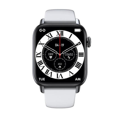 Daily Smart Watch for Everyday Health and Fitness Tracking white band smartwatch showing steps heart rate and sleep metrics on analog-style display
